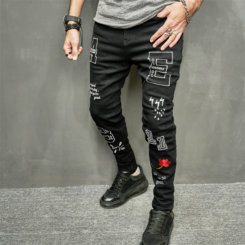 Slim Fit Jeans For Men In Black Stylish Stretch Denim Trousers_voghion.com