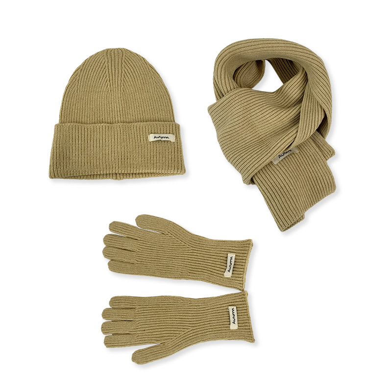 Guantes de sombrero de punto de tres piezas para hombres y mujeres parejas de invierno cálidas bufandas verdes guantes de sombrero