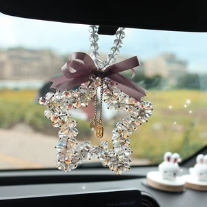 New car star crystal pendant for car interior rearview mirror decoration, safety charm, high-end internet celebrity hot item