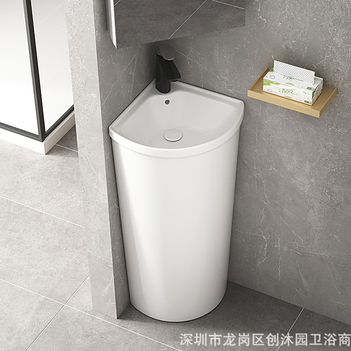 Basínea de estilo nórdico, lavabo cerámico integral, lavabo de lavabo cuadrado, lavabo de lavabo, lavabo de piso