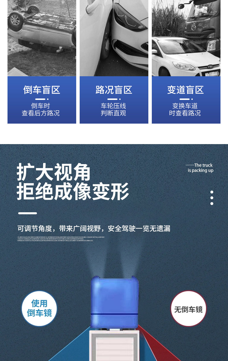 [Enlarged Mirror] High-Definition Wide-View Truck Rearview Mirror, Adjustable Angle Convex Wide-Angle Mirror for Trucks
