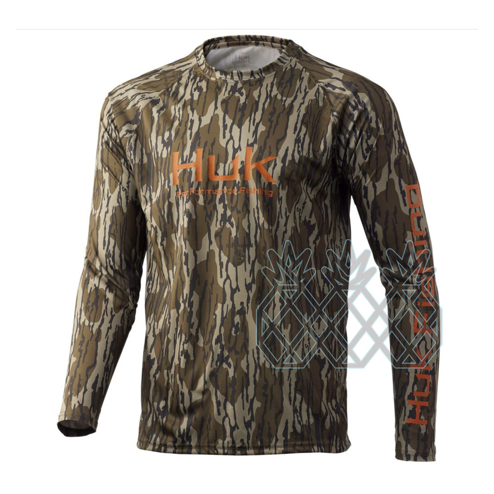 Huk Men's Spring and Summer New Sun Protection Breathable Long-Sleeved Hooded T-Shirt Fishing Clothing Uv Protection