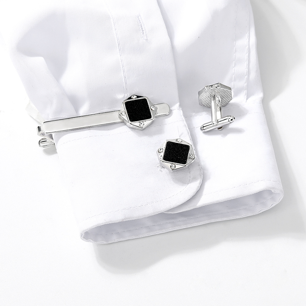 starry sky geometric business cufflinks for men and women with diamonds French shirt cuff nails tie clip accessories gift box_voghion.com