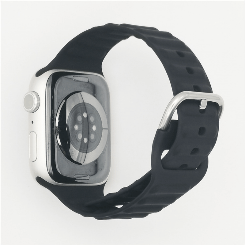 适用苹果Apple Watch Series 1234567代SE单色回环铁扣款硅胶表带