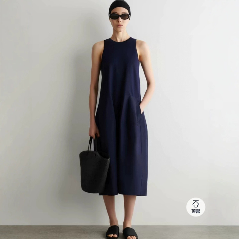 Cos Style Women's Clothing Mall Same Style Casual Fit Patchwork Sleeveless Dress for Women 2026 Summer New Arrival