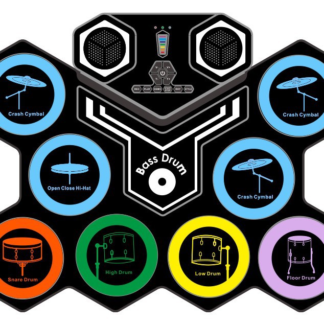 Bluetooth doble altavoz rollo de mano USB tambor electrónico portátil tambor práctica tambor plegable de silicona tambor eléctrico tambor de jazz