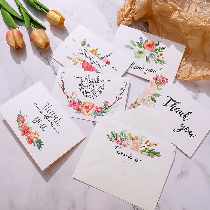 Tarjetas de felicitación de alta calidad tarjetas de agradecimiento tarjetas postales escritas a mano flores de vacaciones regalos de regalo tarjetas de felicitación