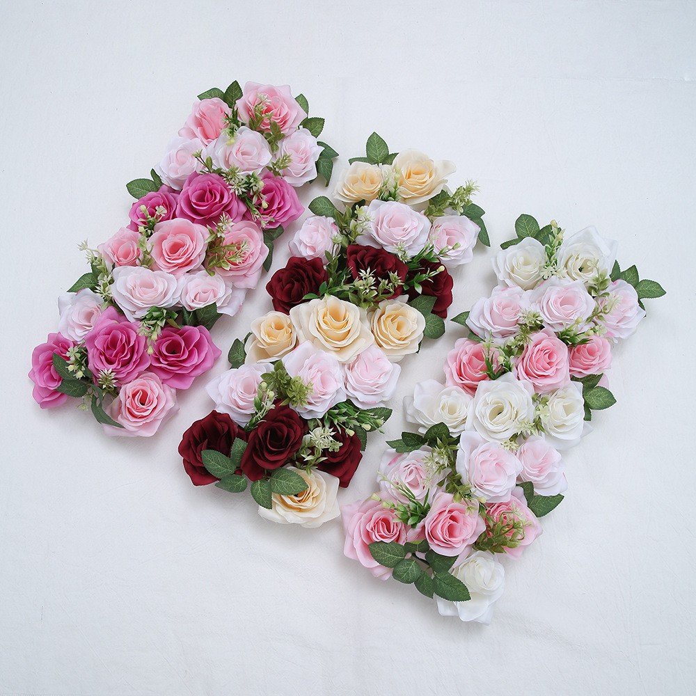 Flor de boda flor de simulación de boda tira larga aterrizaje T-Plane Road flor de guía de arco transfronterizo escena decoración flor de fila