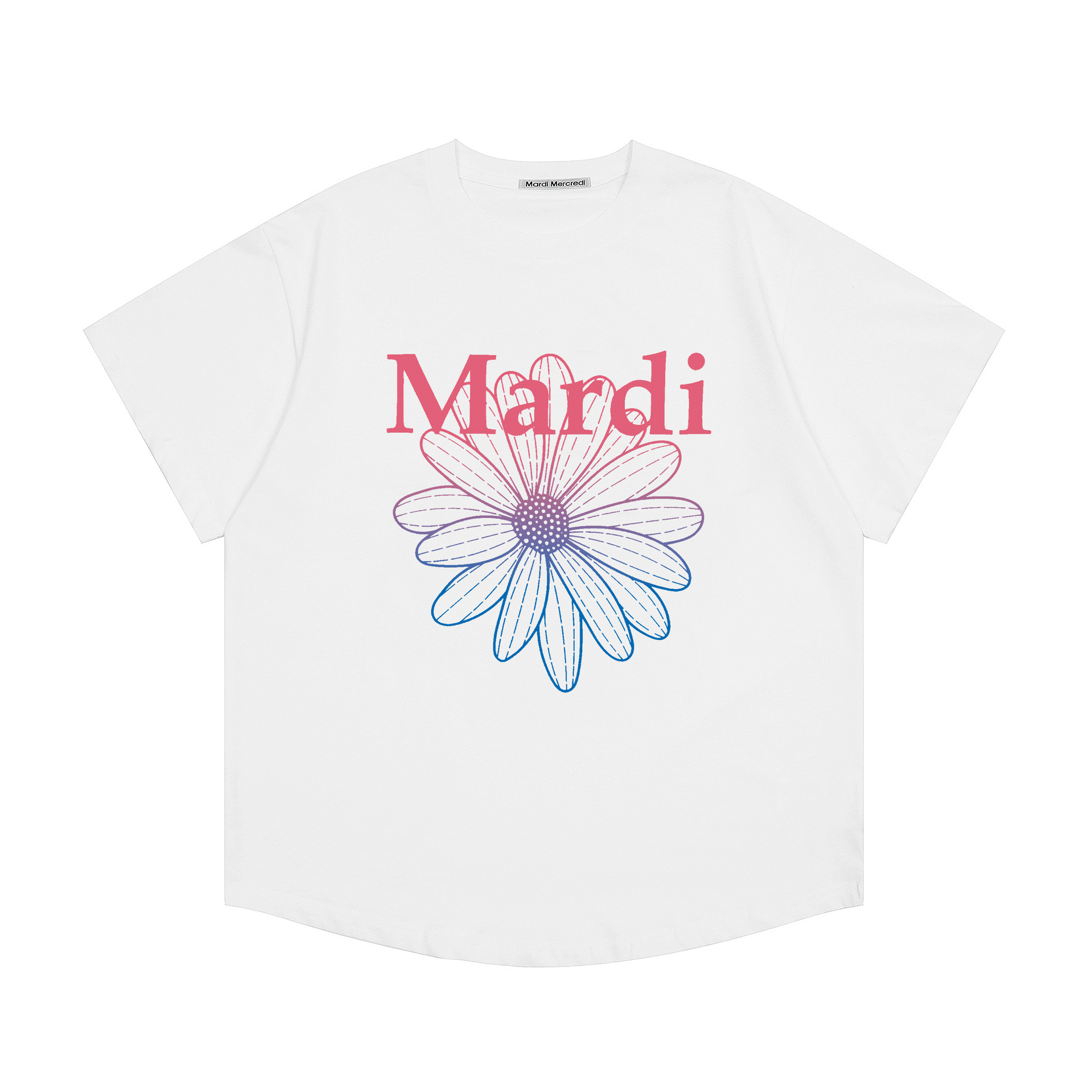 現物韓国潮牌Mardi半袖女性25夏新作デイジープリント丸襟純綿上着tシャツ代発