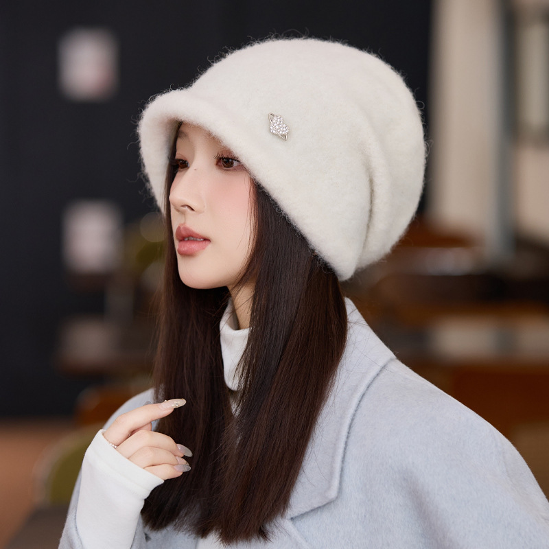 冬季帽子女款卷边时尚百搭显脸小针织帽爱心标户外保暖堆堆帽批发|undefined