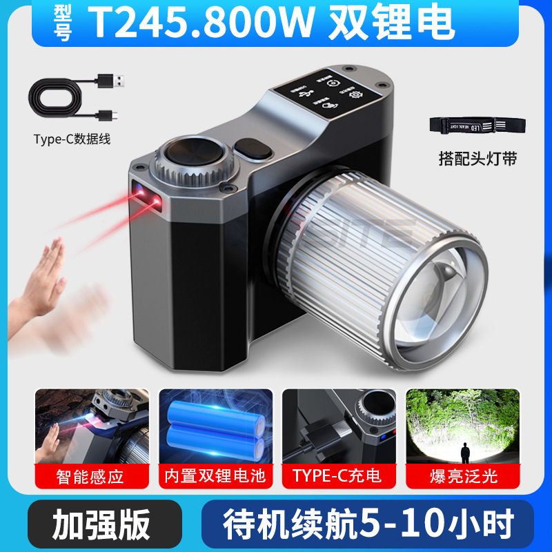 Transfronterizos al aire libre inducción alta cabeza calva larga duración USB carga especial cabeza de pesca nocturna led