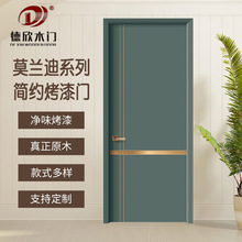 可定制莫兰迪色系简约原木门实木门卧室门烤漆门平开门房门-下单