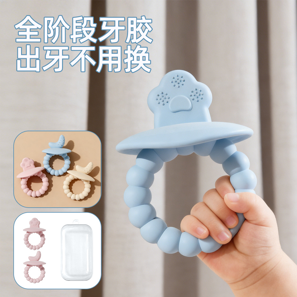 Dibujo de dibujos animados para bebés de grado alimenticio para bebés pequeños meses de edad, período de dentición puede roer y jugar con palillos molares de silicona para bebés