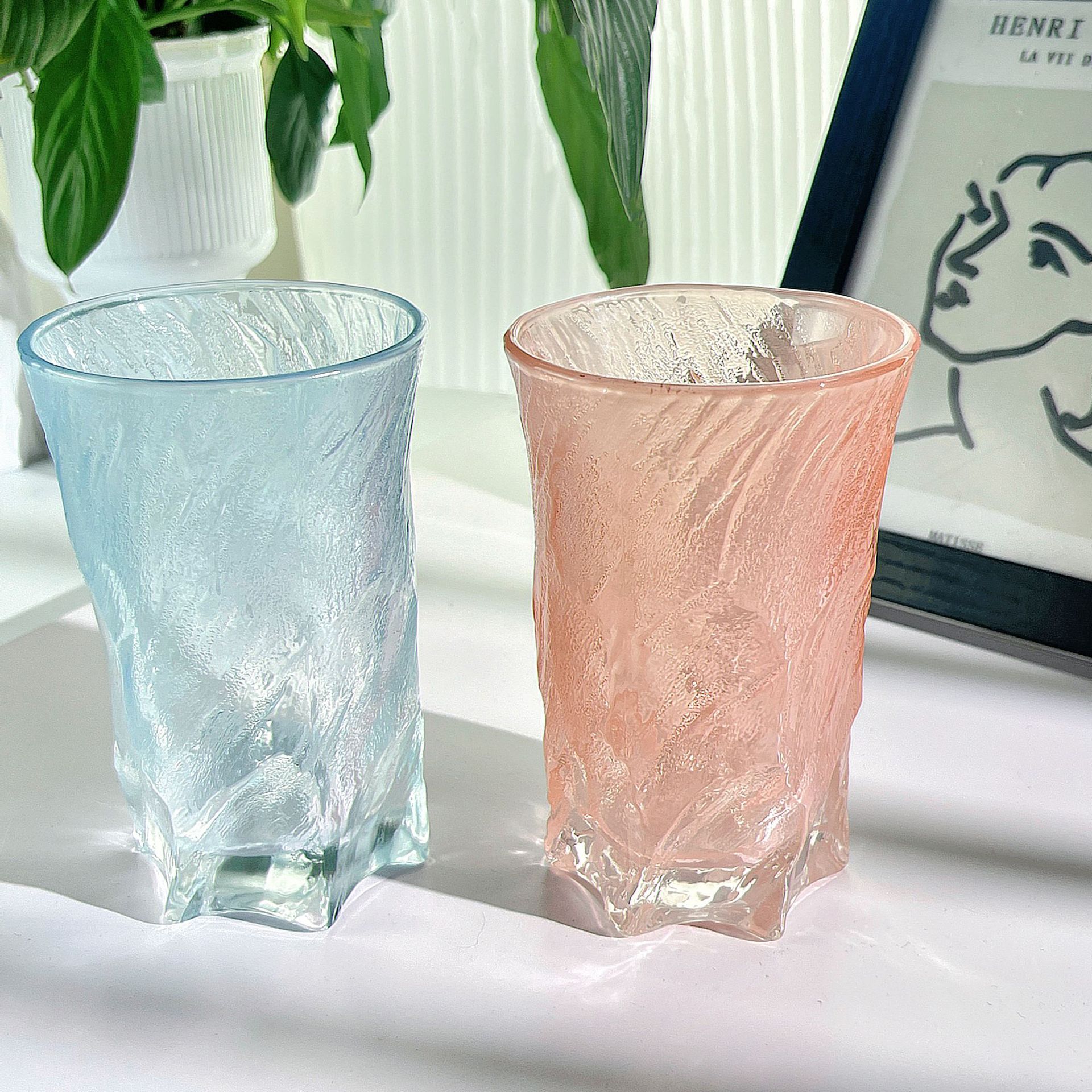 批发网红高颜值多角纹理杯轻奢日式冰川纹酒吧创意威士忌酒杯杯子