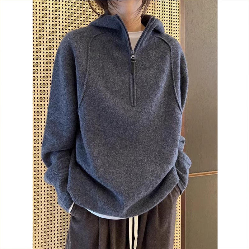 Original Export Brand Women's Design Long-Sleeve Unique Half-Zip Hooded Sweatshirt Original Export Brand Women's Design Long-Sleeve Unique Half-Zip Hooded Sweatshirt