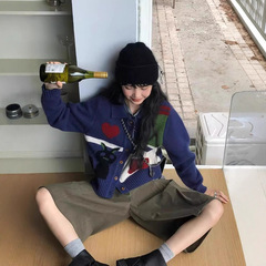 2025早秋款韩版复古小众简约慵懒风针织开衫毛衣女宽松百搭上衣潮