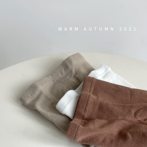  New Girls' Leggings Combed Cotton Baby Spring and Autumn Korean Version Princess Solid Color Double Needle Children's Panty Socks