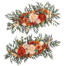 西式户外婚礼拱门花结婚派对指示牌花布置仿真装饰花迎宾牌花角花