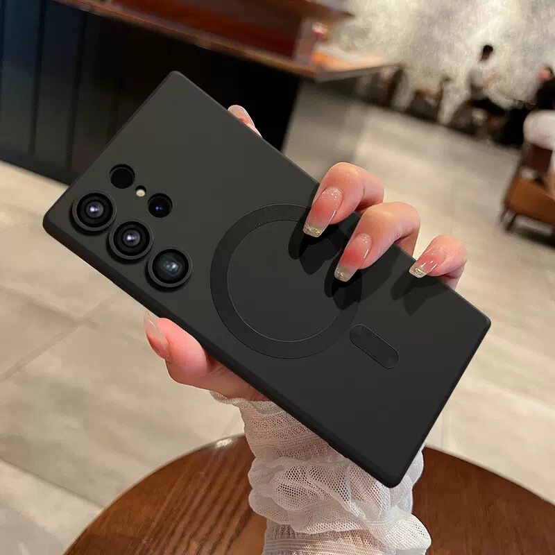 S24ultra magnetic mobile phone case metallic paint CD pattern for Samsung S23plus with lens film S22 protective cover