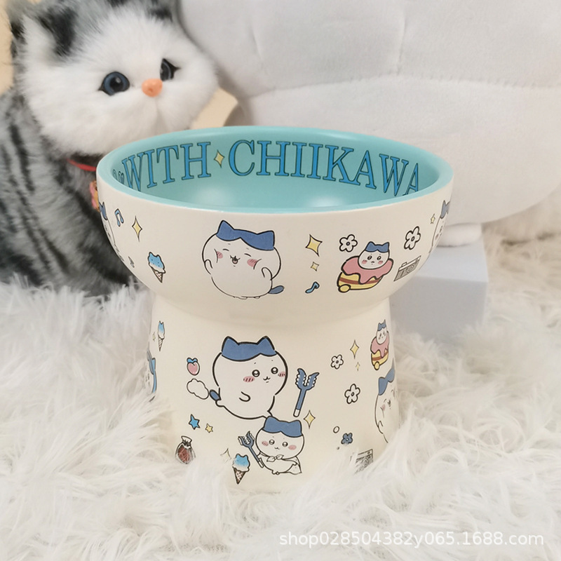 Jiyikawa 猫ボウル 黒あご防止猫 Usachi 缶詰フードボウル セラミックドッグフードボウル 猫 Xiaoba デザートボウル|undefined