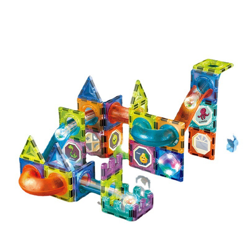 Bloques magnéticos con rodillos y tubos para niños