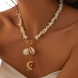 欧美波西米亚海星串珠y2k人鱼姬贝壳休闲项链小众度假风necklace