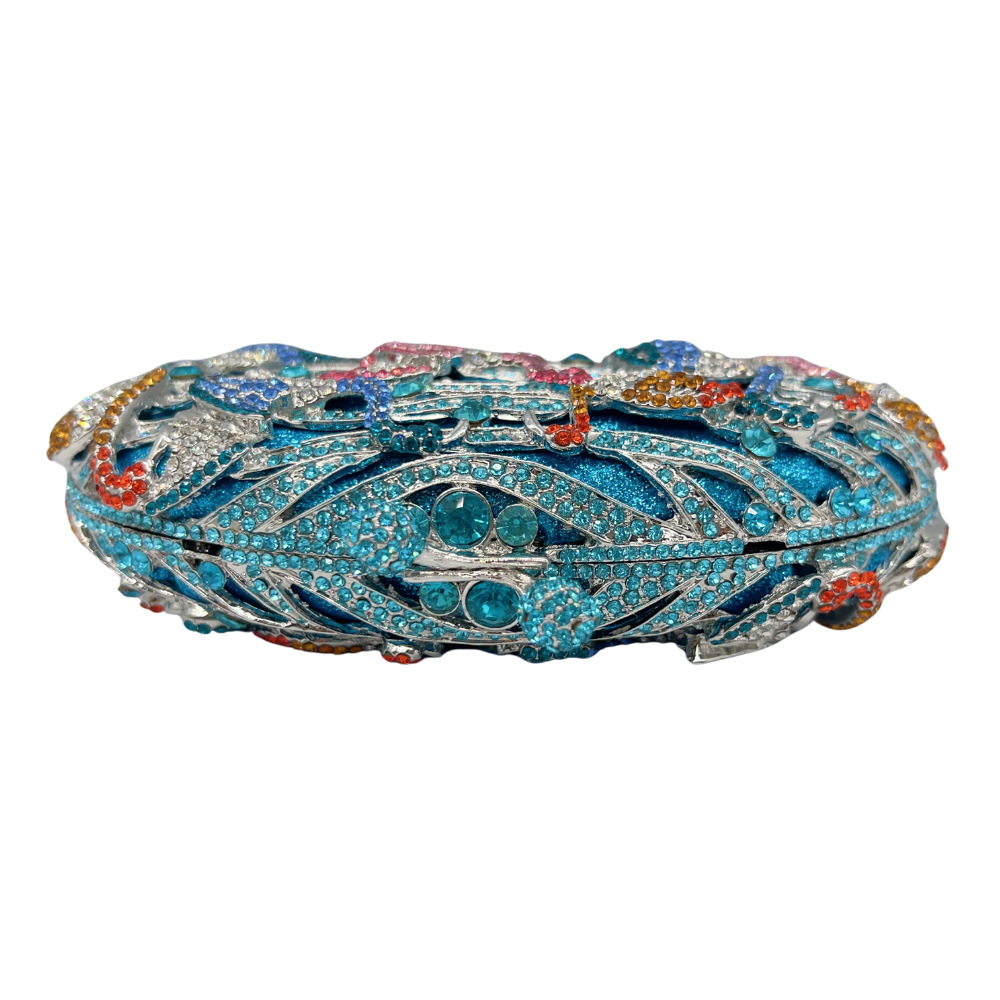 Bolsa de embrague azul lago flamenco bolsas de cena de diamantes banquete transfronterizo bolsas de diamantes de mano para mujeres