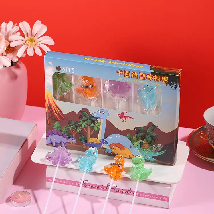 Children's Day Fruity Cartoon Dinosaur Crystal Lollipop Gift Box Children's Holiday Sharing Snacks Candy
