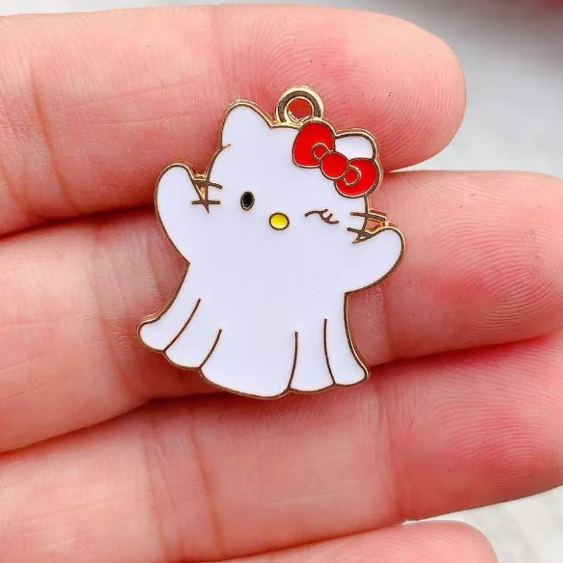 ハロウィン KT 猫 DIY ジュエリーアクセサリー悪魔ゴーストケイティ合金オイルドリップバッグ装飾ネックレスペンダント|undefined