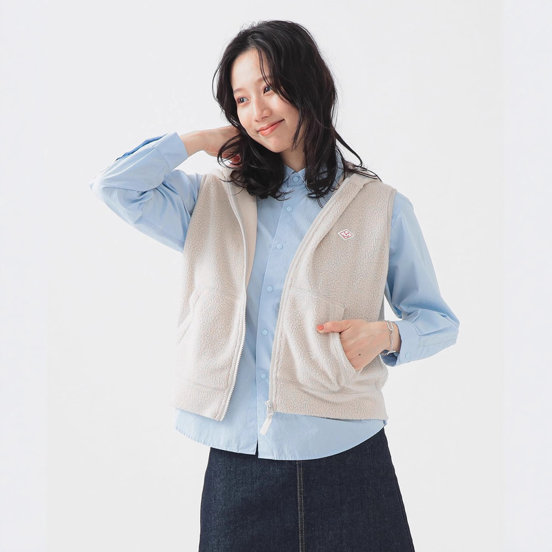 Japanese Export Women's Clothing Ctrl C 45R Furry Zipper Warm Hooded Vest Warm