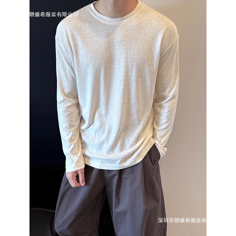 White ice silk cool-touch cotton-linen long-sleeve shirt for men, summer thin loose-fitting casual style sun protection cover-up sheer top White ice silk cool-touch cotton-linen long-sleeve shirt for men, summer thin loose-fitting casual style sun protection cover-up sheer top