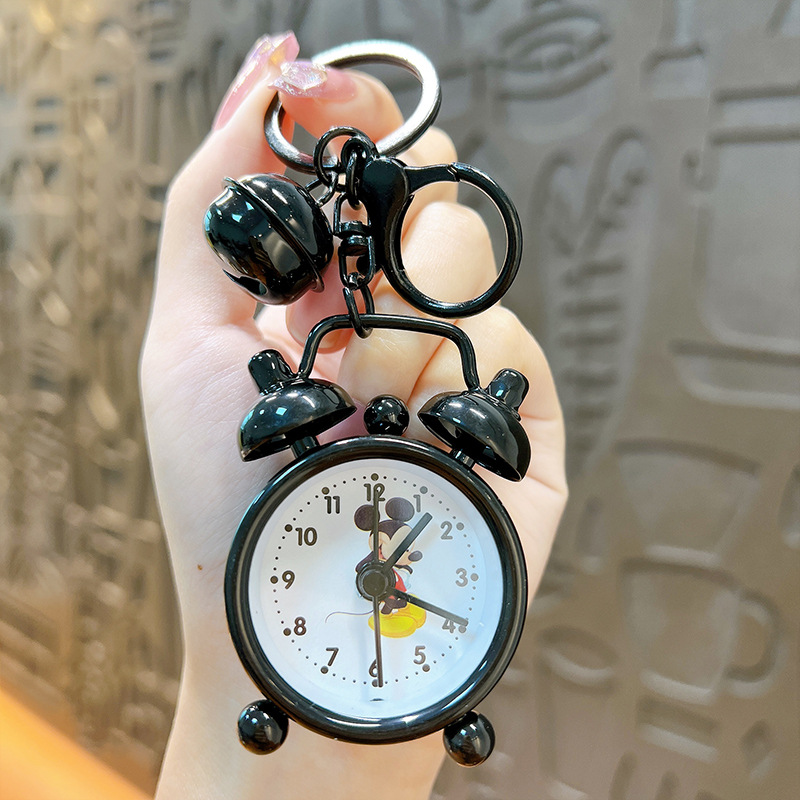 Creativo mini reloj de alarma llavero dibujos animados lindo coche pareja exquisita bolsa colgante pequeño regalo