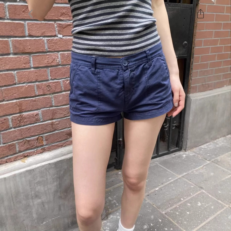 Bm Style Black Low-Waist Workwear Denim Shorts for Women New Summer Beautiful Slimming Look Sexy Wide-Leg Pants Short Hot Pants