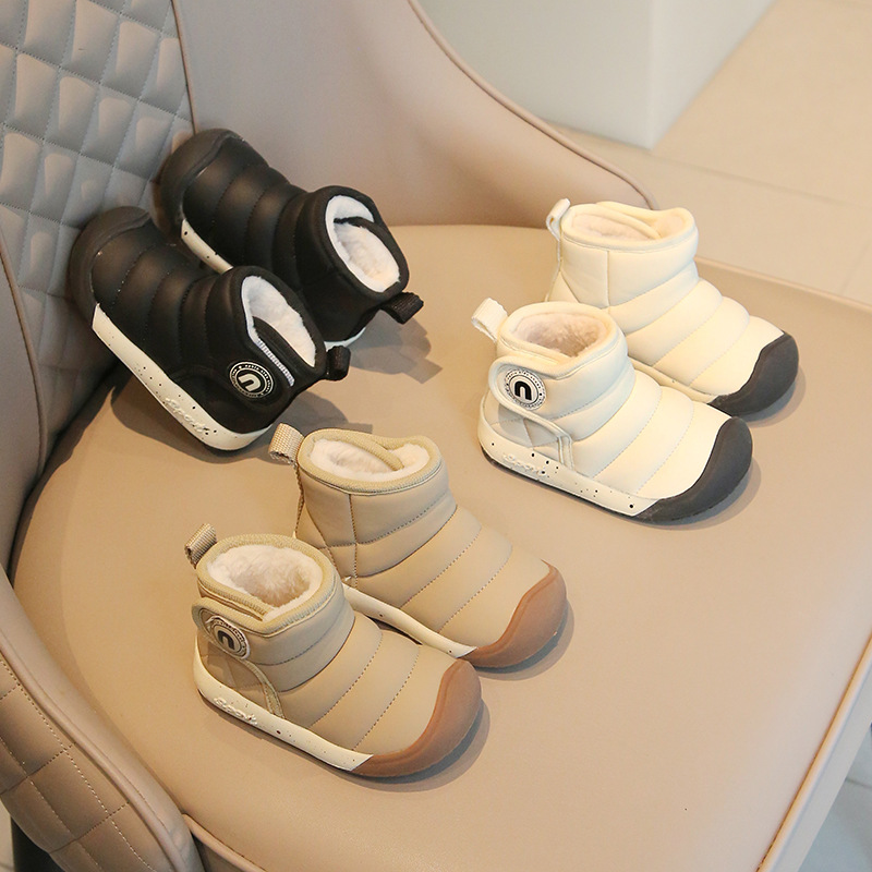 Children's Snow Boots 2025 Winter New Velvet Anti-Slip Large Cotton Shoes 1-2-3 Years Old Boys and Girls Snow Cotton