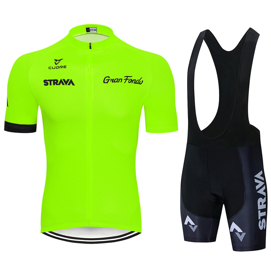 Conjunto de ropa de ciclismo STRAVA, tirantes cortos y camiseta de verano, transpirable y cómoda, lista para envío