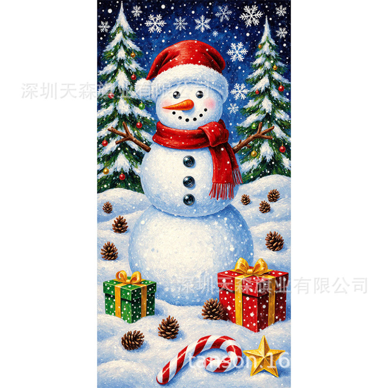 跨境新款亚马逊圣诞节门盖旗精致礼盒姜饼屋门口装饰帜雪人圣诞树|undefined