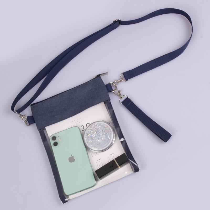 Transparent small bag vertical style navy blue