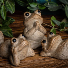 木魚 佛系禪蛙青蛙茶寵 手工陶瓷茶盤擺件可養粗陶茶玩功夫茶具
