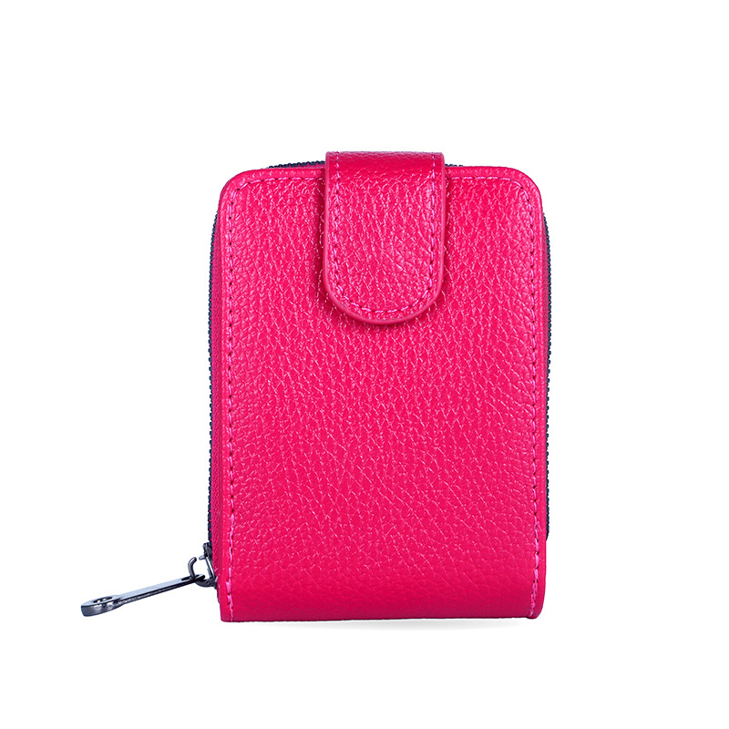 Tarjetero tipo acordeón de nuevo estilo para mujer, billetera multifuncional con cremallera, tarjetero anti-desmagnetización, estuche de cuero para licencia de conducir para hombre