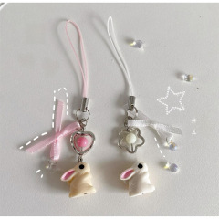 可愛軟萌小兔子兔子手機鏈 甜美立體雕刻兔子掛件ins包包鑰匙扣