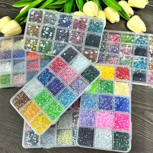 15 grid resin flat bottom drill jelly color AB drill mixed color flat bottom drill manual diy stick drill large through drill jewelry suit
