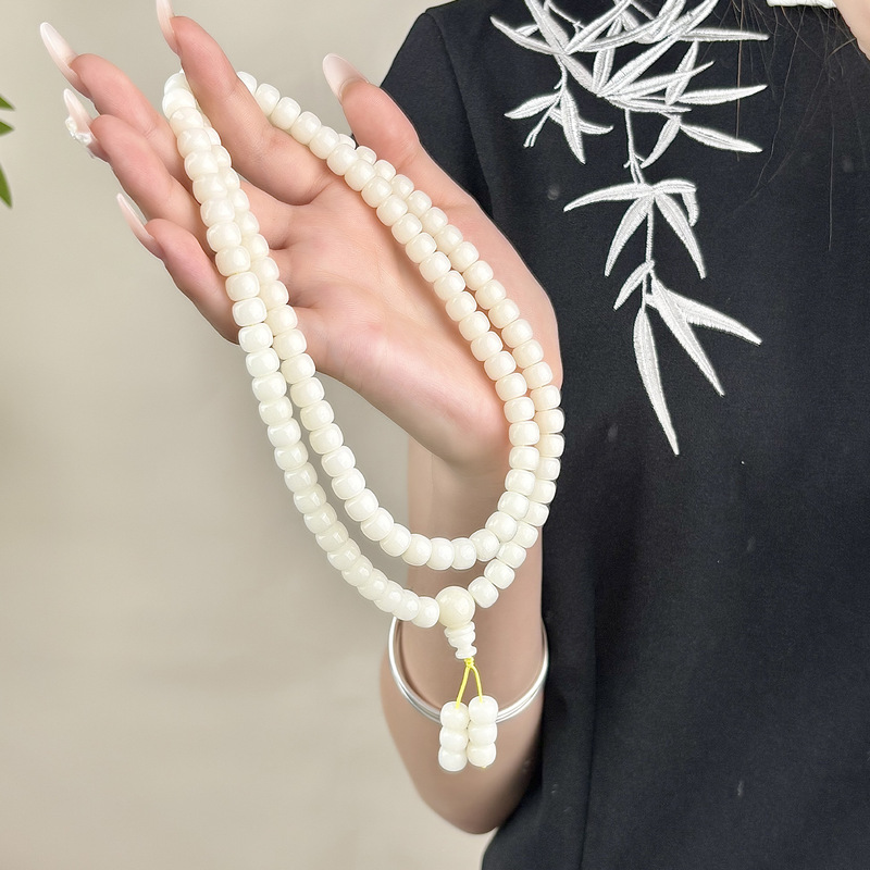 ネイティブ白翡翠菩提根 108 ビーズハンドヘルドブレスレット女性の菩提樹数珠ハンドヘルドホルターネック卸売|undefined