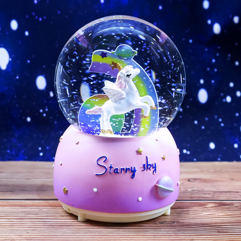 Dibujos Animados lindo mascota bola de cristal caja música luminosa decoración escritorio creativo cumpleaños Navidad regalo