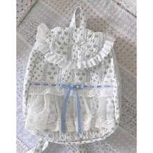 2025新款时尚百搭原创手工包碎花蕾丝拼接褶皱蝴蝶结双肩包布包女