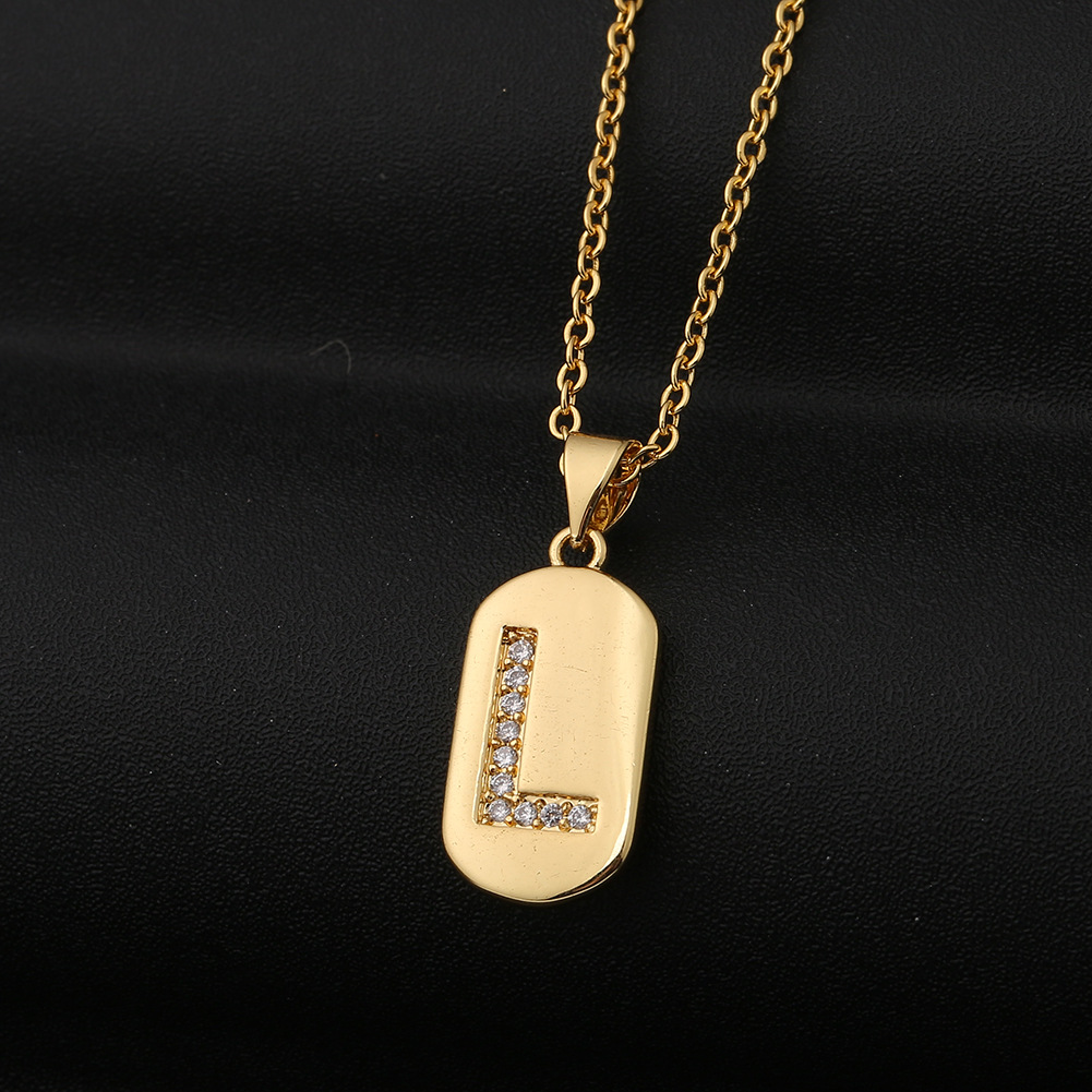 Simple Copper Zircon 26 English Letter Necklace display picture 9