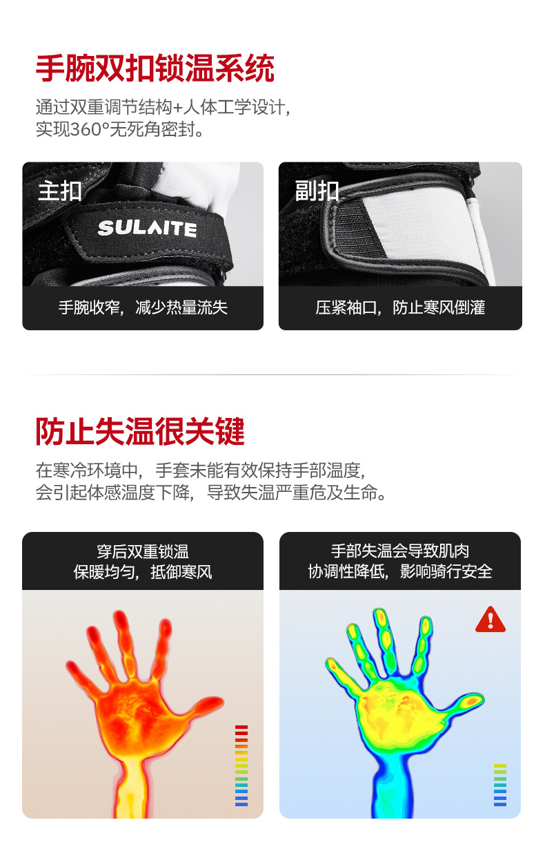 Sulaite Motorcycle Riding Gloves, Anti-Fall, Windproof, Winter Motorcycle Gloves, Fleece-Lined, Warm Rider Gloves