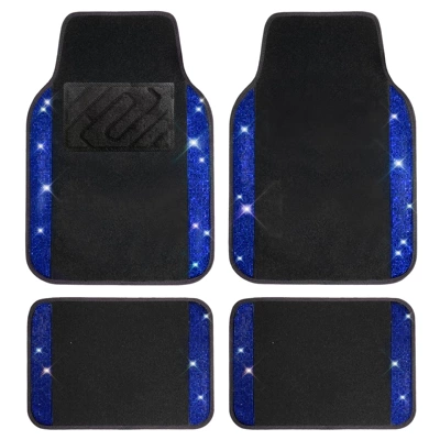 Universal Foot Pad, floor mats with crystal embellishments - blue