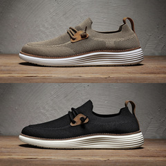 【工廠直銷】跨境大碼透氣飛織網面男鞋一腳蹬老北京布鞋帆布鞋47