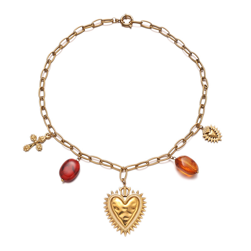 Tiana Europa y América transfronterizos collar de amor de oro ligero lujo nicho superpuesto de alta calidad collar de clavícula de moda personalidad