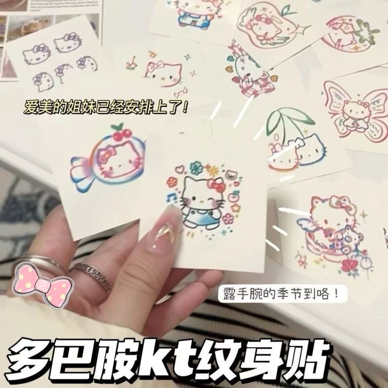 人気ドーパミンキティ猫タトゥーステッカー 可愛い漫画kt猫 ケイティ猫腕ステッカー インス風リボン|undefined